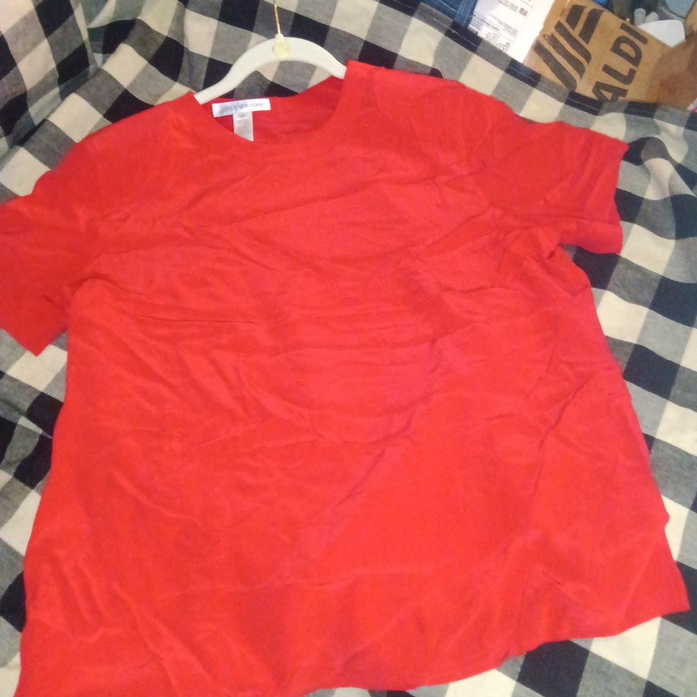 Vintage Jones New York Orange/ Red Silk Top Size16